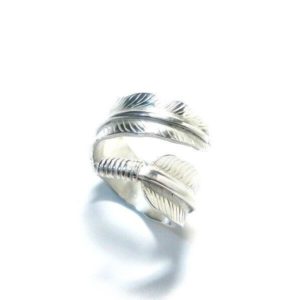 手彫りシルバーフェザーリング/オリジナルシルバーアクセサリー