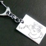 子供の絵のプレート形キーホルダー-オーダーメイド
