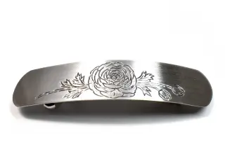 花模様のシルバーバレッタ/オーダーメイドヘアアクセサリー